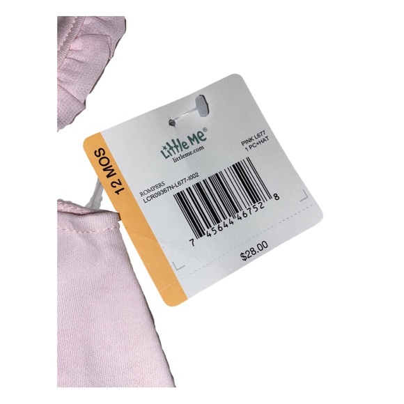 Little Me Pink Strawberry Romper with Matching Hat - Picture 4 of 4